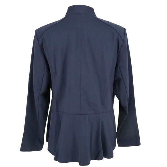 Lane Bryant Jacket Womens 16 Navy Blue Hook Eye Stretch Knit Silver Buttons - Picture 2 of 16